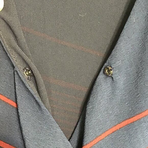 NWT Tory Burch Lyon Navy and Burgundy Strip V-Neck Dress Size 4 - Picture 10 of 14